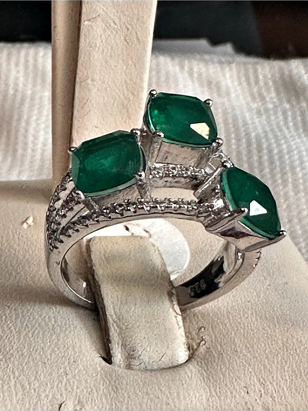 Green agate Gemstone Sterling Silver Ring